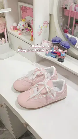 Giày phối ren xinh was diii >_<✨🎀☁️🐰#xuhuong #viral #giaythethao #giaydep #pereview #fypシ゚ #unboxing #unbox 