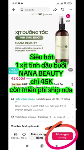 Hỗ trợ giảm gãy rụng, kích thích mọc tóc#xịttinhdầubưởiNANABEAUTY#45K# 