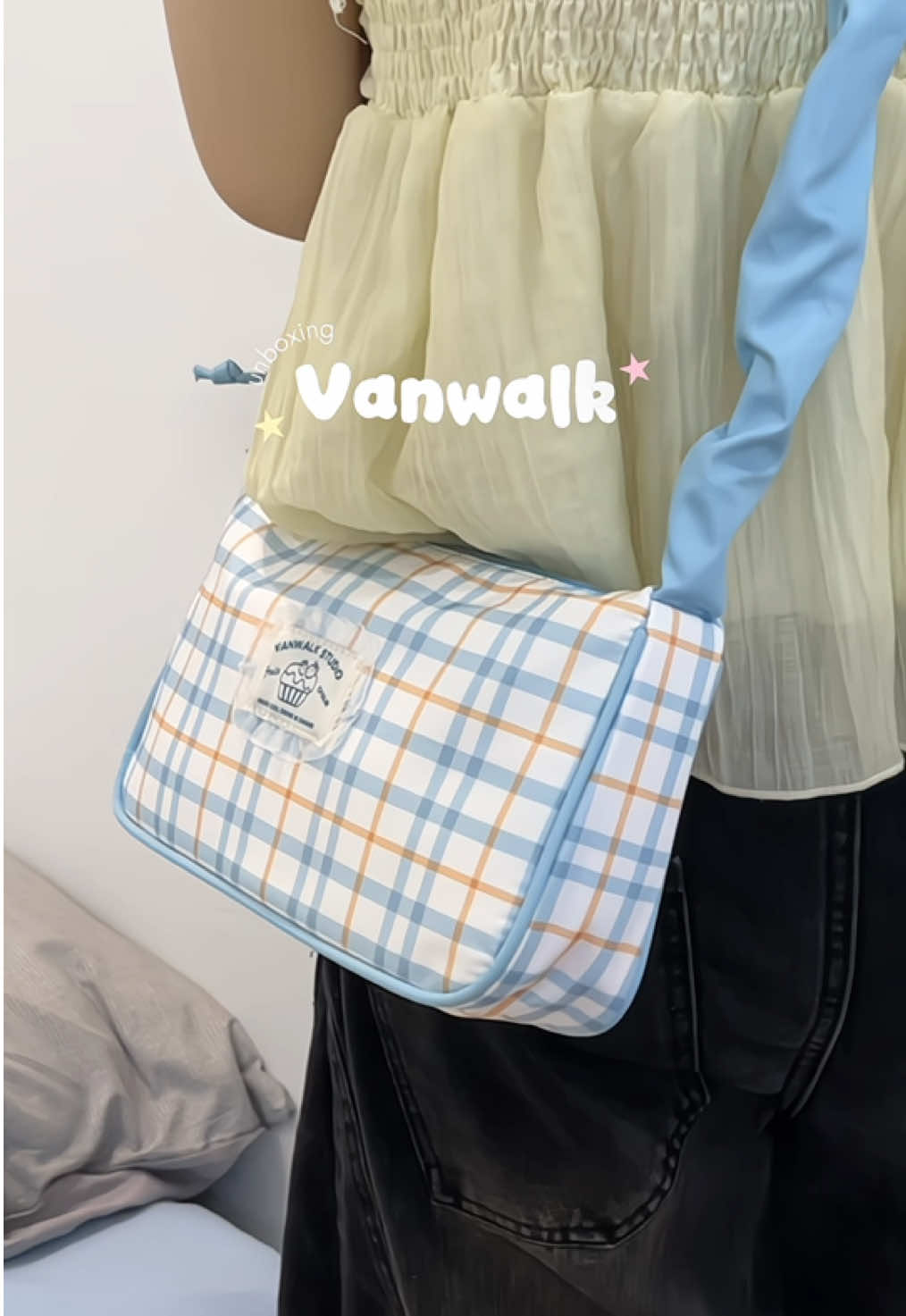 màu xanh dương xinh yêu quá chèn ơi 🫧🌧️🤍#vanwalk #unboxing #newbag #reviewlamdep #cute #bag #shoulderbag #fypシ #viral 