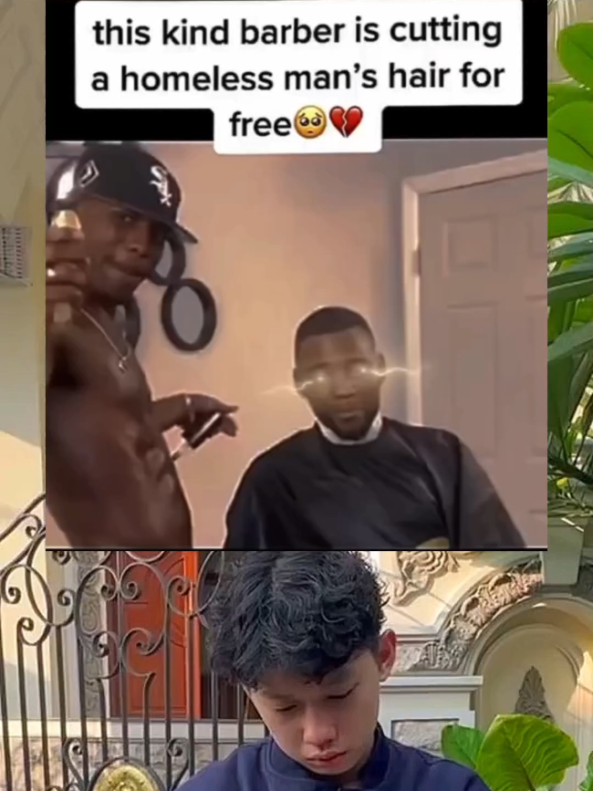 tukang cukur ini sedang memotong rambut gelandangan secara gratis😭 rispek  #meme #fyp #jomok #jomokstory🌻 #sad #fyppppppppppppppppppppppp #rusdi #ngawi #jawir 