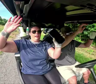 These electric golf carts are so lame compared to the gas ones I’m used to. We would have been cruising down that hill 😂 and he’s definitely the more cautionary one out of the two of us 🙄 #fyp #golf #golfgirl #fun #myfairwaylife 