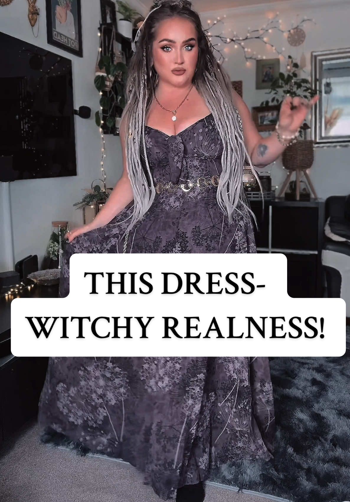 Replying to @Rachleesixx This dress is an absolute must-have for my witchy girls! 🌙 Whether you're looking for a special occasion dress or just a pretty piece to wear this summer or on holiday, this stunning deep purple mauve colour with its floral print exudes Gothic dark romance and edgy vibes.  I adore the silhouette and the sweetheart neckline, along with the beautiful flow of the fabric. It’s so incredibly flattering for us curvy girls, perfectly hiding the tummy while still being stylish. And the best part? It’s super affordable!  #WitchyStyle #GothicFashion #CurvyFashion #SummerDress #DarkRomance #FloralPrint #AffordableFashion #PlusSizeStyle #BodyPositive #FashionInspo #altfashion #alternativetiktok #alternativefashion #witchydresses #midsizefashion #altmidsize #midsizealt 