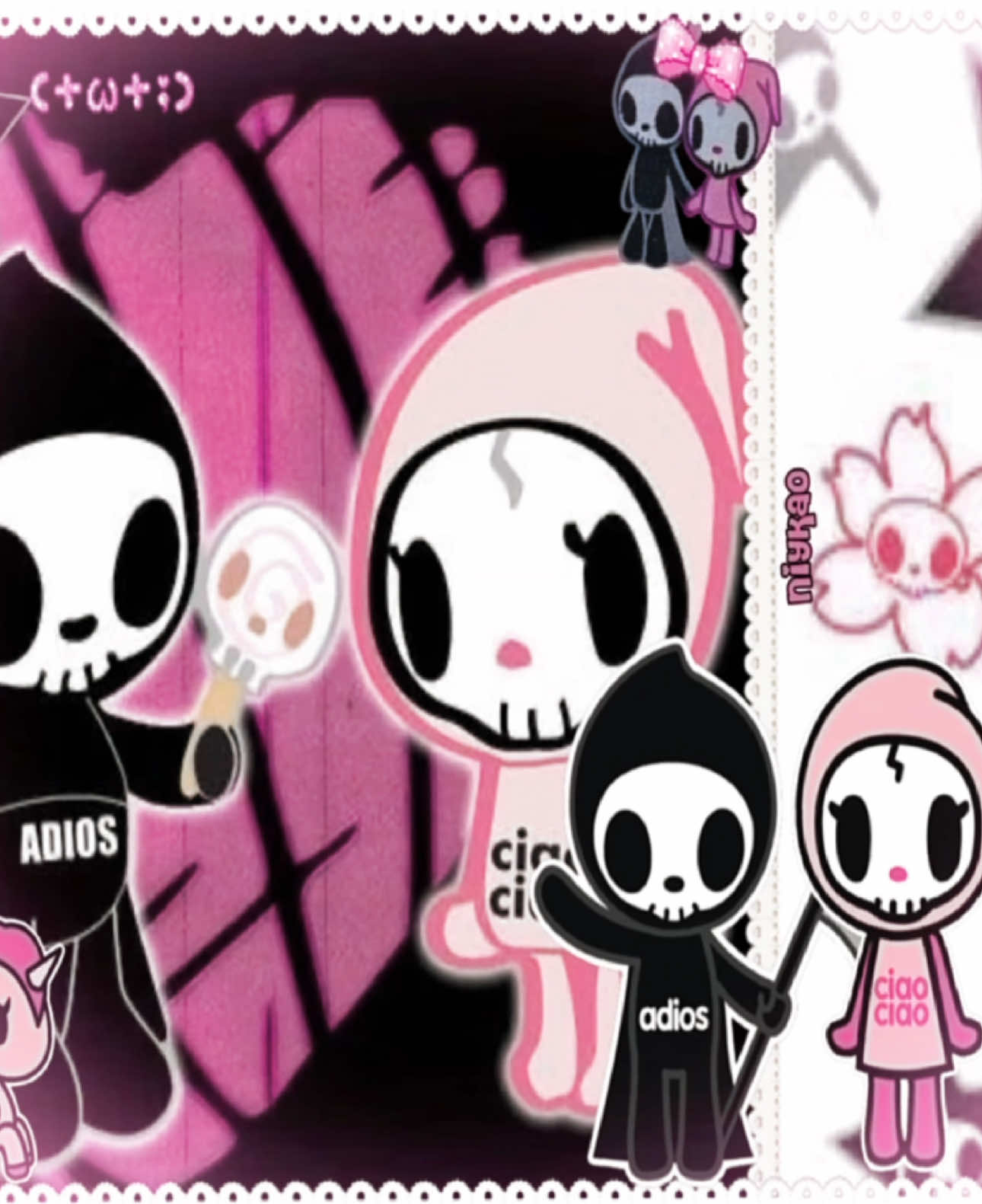 ꒰  ྀི ་ ̊ ̟ #TOKIDOKI 🎀♟️ they are very cutesy ⋆˙⟡ #adiosciaociao #adiostokidoki #ciaociaotokidoki #tokidoki #tokidokibrand #pinkandblack #us #ship #moodboard #stimboard #foryou #fyp #foryoupage 