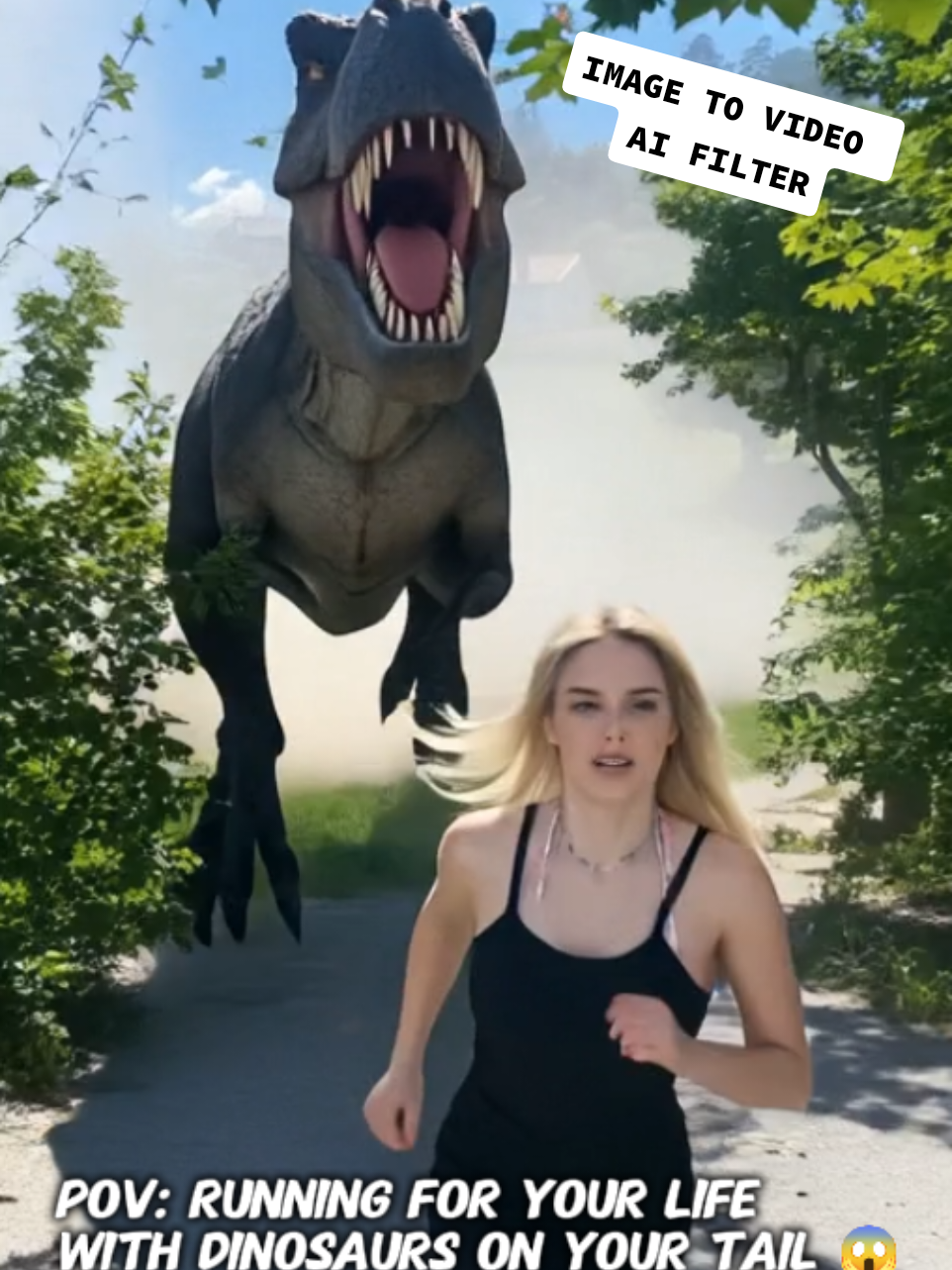 #CapCut  AI T-Rex Chase, Image to video filter ✨ click on the capcut anchor to use the template #jurassicworld #funnyvideo #aifilter #trending #aiviral #meme 