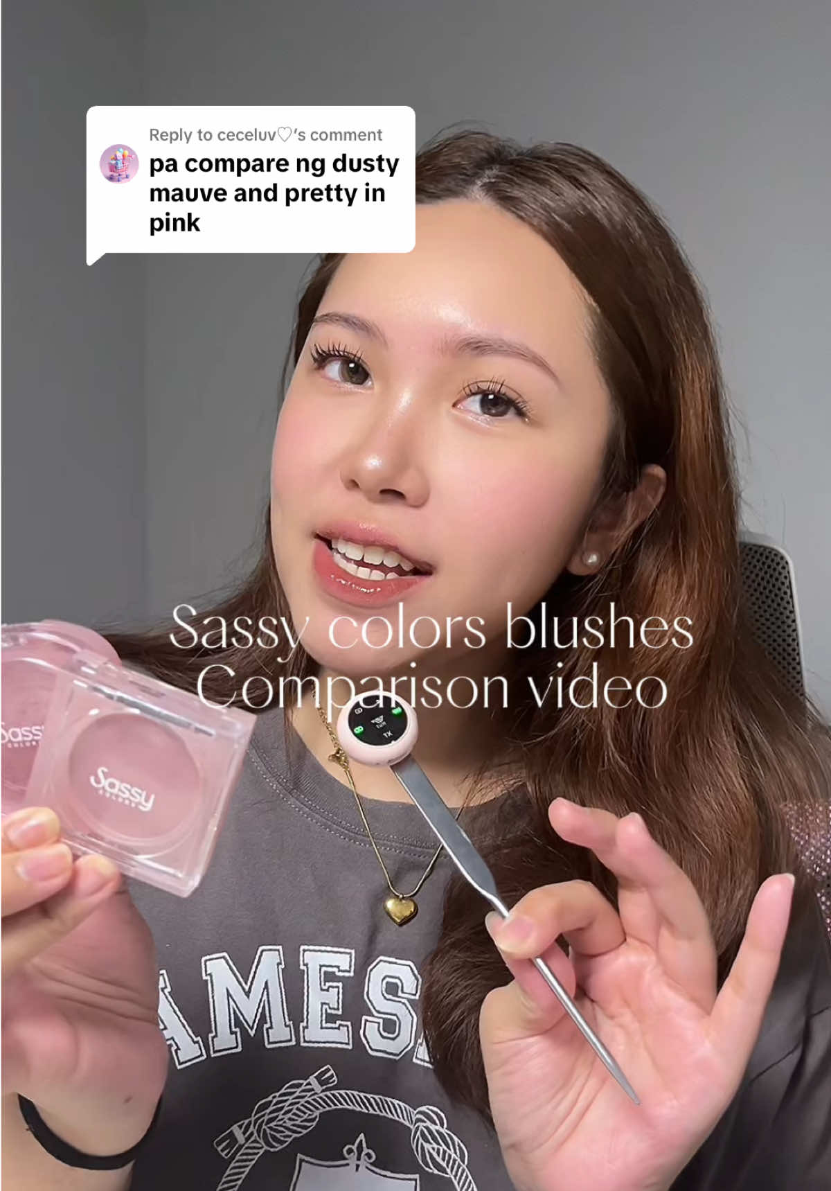 Replying to @ceceluv♡ comparison video💕 DUSTY MAUVE vs PRETTY IN PINK 😊❤️ #sassycolors #sassycolorsblush #sassycolorscosmetics #fyp 