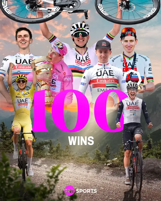 Tadej Pogacar enters the 100 club in style at the Tour de France 💯 #cycling #pogacar #TourDeFrance 