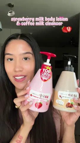 This strawberry milk body lotion & coffee milk cleanser are so cute! ☕️🍓✨ I love how hydrating these are + you get so much product you have to try them!! @Kwailnara @Kwailnara 💌😇  #kwailnara #kbeauty #skintok #kwailnarabodylotion #kbeauty #coffeetok #strawberry #amazonfinds #fruitlotion #koreanbodylotion #bodyglow #kawaii 