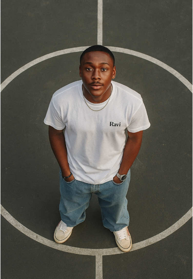 1. Take a picture  2. Upload the picture ln Chatgpt 3. Copy and paste the promt below A cinematic overhead shot of me standing on a basketball court, with a white t-shirt, baggy jeans, sneakers and some astethic accessories. Include Ravi in the white shirt am wearing. Make it clean #aiphoto #chatgpt #fyp #photoediting #ravicasual 