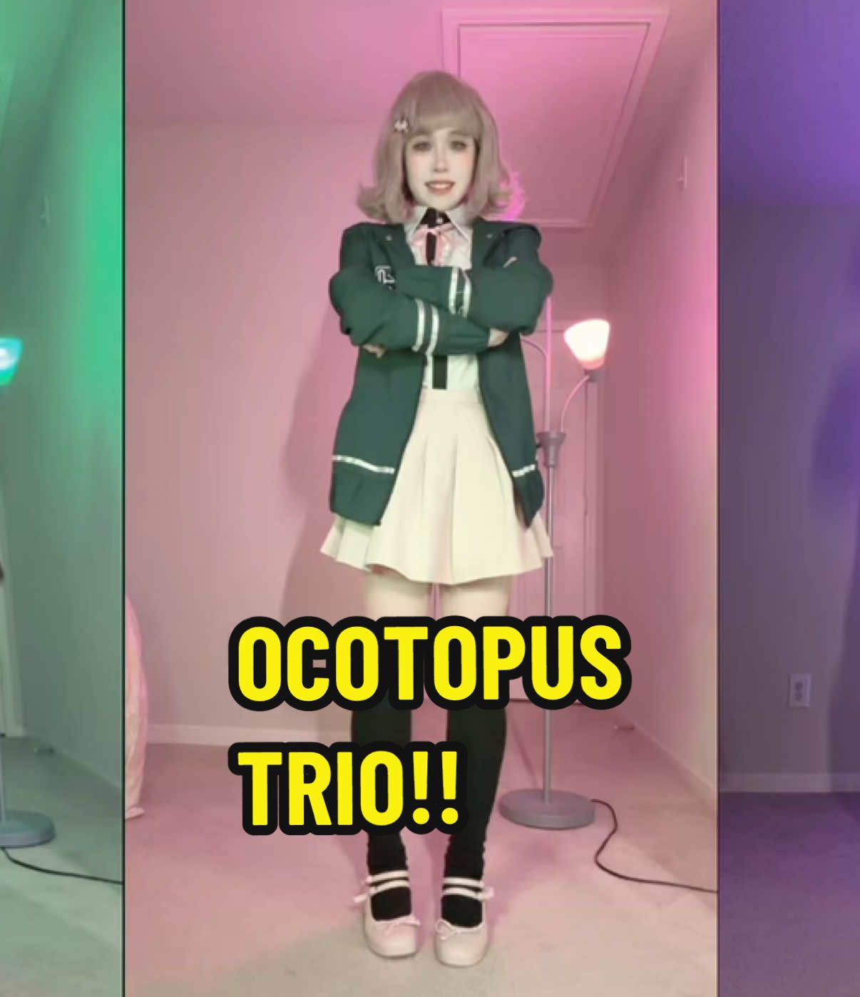 THEY CALL THEM THE OCTOPUS TRIO IN CHINA BECAUSE OF THEIR HAIRSTYLES IM SOBBING MY FAVES sorry yall are seeing this dance for the 4748273828th time #chiakinanami #chihirofujisaki #kokichiouma #chiakinanamicosplay #chihirofujisakicosplay #kokichioumacosplay #danganronpa #danganronpacosplay 