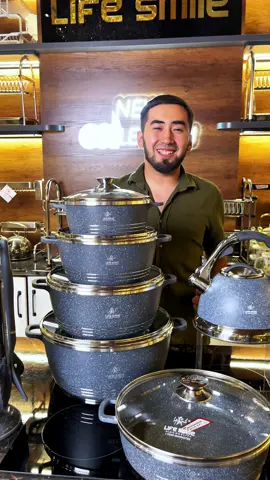 Life Smiledan Yangi to’plam!  Granit qoplamali!  Tagiga olmaydigan!  Oliy Sifat!  Ekologik antibakterial qoplama! To’plamda:  Qozon 20sm - 2,3 L Qozon 24sm -4,1 L  Qozon 28sm - 6,9 L Qozon 32sm - 9,5 L Jarovnya 28sm -3,9 L Selikon kapkir nabor  Chovgum 3 litr  #qozonlar #nabor #kabob #lifesmile #qozon #skovorodka #tova #grilltova #steyktova #palov #restaurant #kuxnya #сковорода #сотейник #грилл #плов #ресторан #кухня #длякухни #длядома #казань #казаны #наборказанов #каструля #наборкастрюль  Kod: LifeP7-7