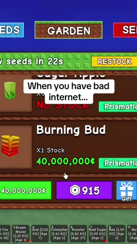 Internet is so good till there’s a good burning bun seed in stock lol  #growagarden #roblox #robloxshort #robloxgames #robloxvids 