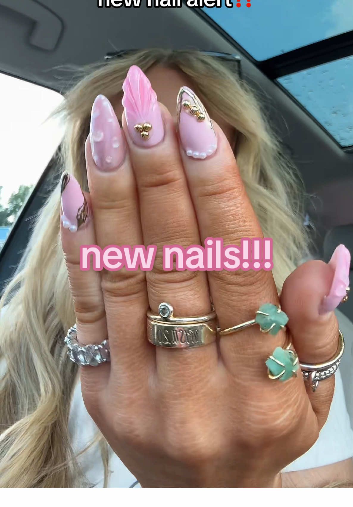 my fingers look so stubby in this help hahaah #nailinspo #nails #fyp #nailtransformation #nailtransition #summernails #seashellnails #pinknailinspo #foryou #nailart #trending 