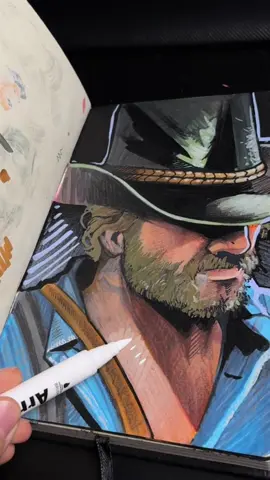 COMMISSIONS OPEN - DM if you want your own Arthur’s portrait or any other drawing 👹  #reddeadredemption2 #arthurmorgan #sketchbook #drawingprocess #sketchbookart 