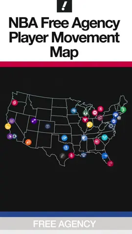 NBA Free Agency: Where the biggest stars landed 🗺️🔥 #NBA #nbafreeagency #basketball #sports 