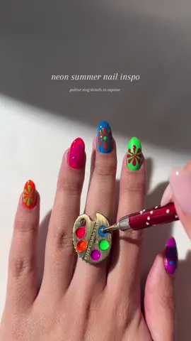 This one’s for my baddies that love color 🌈  Use code KRISTINKUYPER to save on the custom palette ring from @Viva le vita 🤍 link in bio  #nails #nailart #nailinspo #summernails #jewelry #goldring #fyp 