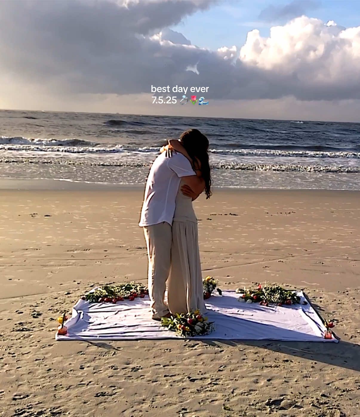 pov: your sister films your engagement on a camcorder 🥹💍🌷🌊 #beachproposal #camcorder #engaged #engagement #fyp 