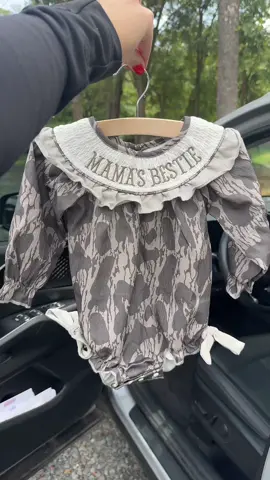 I AM IN LOVE 🦌 #fyp #foryoupage #cute #TikTokShop #embroidery #bows #romper #bubble #ruffles #mama #momtok #mamasbestie #camo #smocked #smockedbabyclothes #smockedoutfits 