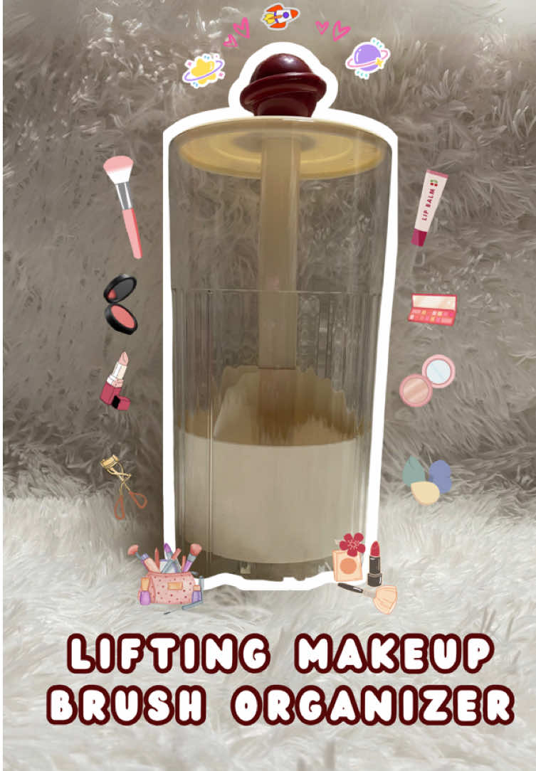 Keep your brushes neat and easy to reach with this press-to-lift holder. It helps you stay organized and protects your makeup brushes from dust! 💗✨ bought from @HARAJUKU.STUDIO #brushorganizer #brush  #makeup #dustproof #organizer #makeuporganizer #budolfindsph #makeupbrushes #acrylicorganizer #acrylicstorage #recommendations #makeupbrushstorage #liftingmakeuporganizer  #liftingmakeupstorage #aesthetic #storage #makeuptools #automaticlifting #pushlift #CleanTok 