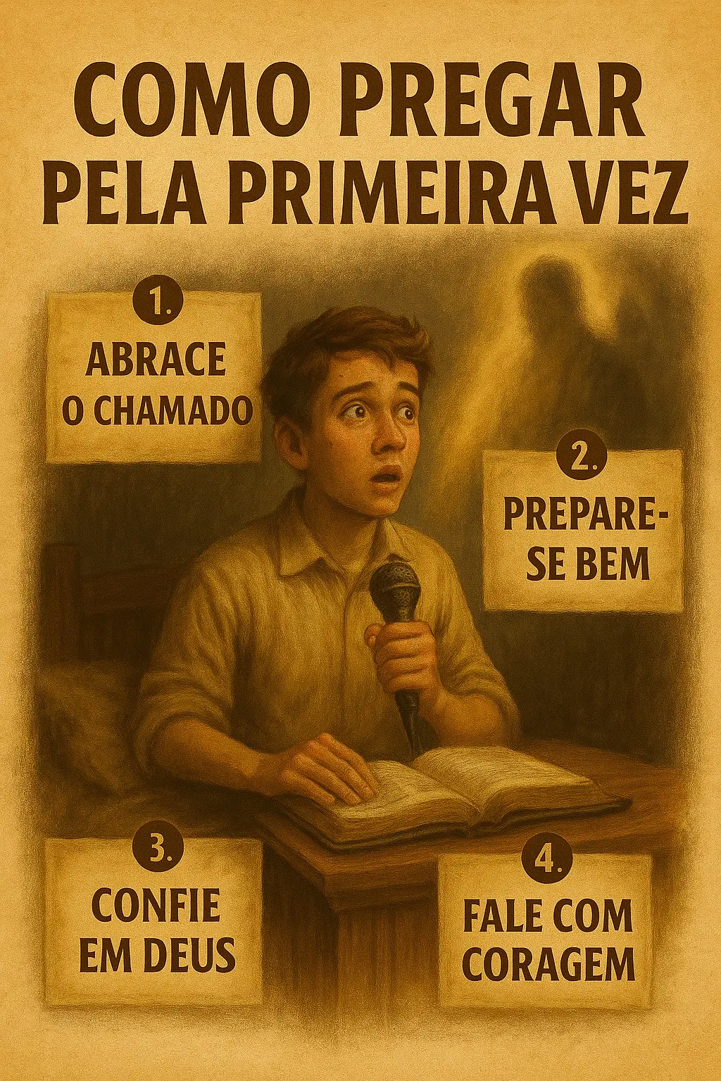 🧭 TEMA: “Pregando Pela Primeira Vez — Quando O Céu Usa Vozes Novas” > Texto Base: Jeremias 1:6–7   > “Ah! Senhor DEUS! Eis que não sei falar, porque sou um menino. Porém o Senhor me disse: Não digas: Sou um menino...” --- 🕊️ 1. Pregação é Obediência, Não Performance - Dica Espiritual: Deus não está buscando quem impressiona — está buscando quem se dispõe. - Revelação: Sua primeira vez não precisa ser perfeita — precisa ser entregue. - Ação: Ore antes, diga ao céu: “Fala através de mim, não sobre mim”. --- 📚 2. Prepare Com Clareza, Não Com Excesso - Dica Técnica: Escolha um texto bíblico simples e marcante. - Estrutura Básica:     - Introdução: Contexto e tema     - Corpo: 2 ou 3 pontos claros com aplicações     - Conclusão: Um chamado à ação ou reflexão - Revelação: Mensagem profunda não é mensagem longa — é mensagem viva. --- 🎯 3. Fale Para Edificar, Não Para Aparecer - Dica de Postura: Não se preocupe com vocabulário difícil ou gritos impactantes. - Revelação: Pregação não é palco — é altar. - Ação: Fale como se estivesse revelando algo que mudou você — isso toca mais do que técnica. --- 💡 4. Seja Você Mesmo — Ungido e Humano - Dica de Identidade: Não copie estilos nem frases dos outros — a sua voz tem valor. - Revelação: Deus unge identidade, não imitação. - Ação: Compartilhe experiências sinceras, testemunhos e o que Deus falou com você. --- 🔥 5. Confie No Espírito Santo — Ele Faz Aquilo Que Você Não Ensaiou - Dica de Confiança: O Espírito complementa onde falta palavra, segurança ou clareza. - Revelação: A unção pode fazer mais em 2 minutos do que 20 slides de conteúdo. - Ação: Peça ao Espírito que toque corações enquanto você entrega com simplicidade. --- ✍️ Aplicações Para Ministração - Encoraje novos pregadores a começarem mesmo com medo — o chamado supera a timidez. - Ensine que a primeira vez não precisa ser final — ela é só o começo de uma caminhada com Deus. - Proclame: “Não é sobre saber tudo — é sobre estar disponível para ser voz do céu na terra.” #pregacao #CuriosidadeBíblica #jesuscristo #TikTokCristão #esboço 