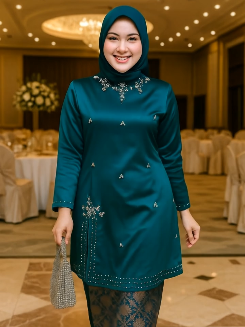 Set Tunik kurung Modern+Bonus Hijab Gratis Kebaya Melayu Belah Samping Vol;3 Kebaya Malaysia Model Aksen Full Payet Mutiara Bahan Saten #kebaya #set #fypシ゚ #guncang77 #trending #setelanwanita 