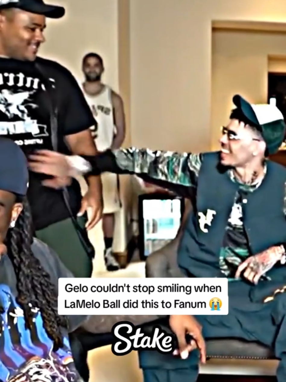 Gelo couldn't stop smiling when LaMelo Ball did this to Fanum 😭 #kaicenat #ballbrothers 