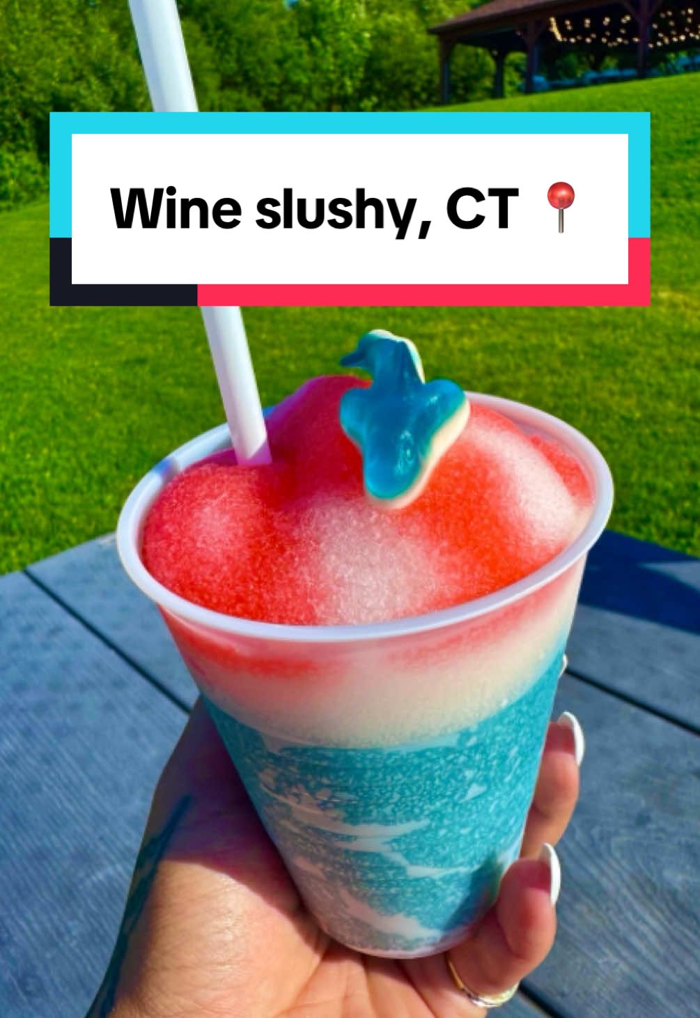 Shark Bite July Slushyyy Hawk Ridge Winery🦈🦈🦈🦈🦈 #ctwinery #Hawks #winerylife #wineslushies #SharkWeek #july4th #WeekendVibes #foryou #CT #ctevents