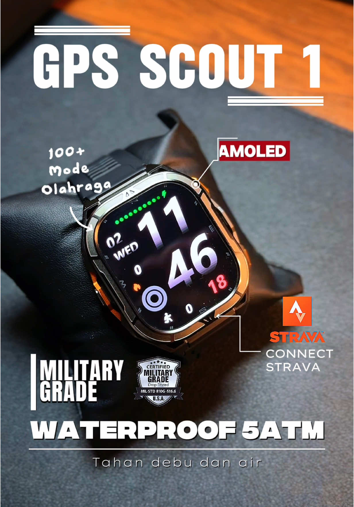 Smartwatch GPS Scout 1 Bukan smartwatch biasa, ini jam tangan dengan spek militer! ✔️ Body full metal, built-in GPS 5 satelit dual-band ✔️ Waterproof 5ATM, baterai standby 1 bulan ✔️ 100+ mode olahraga & fitur kesehatan lengkap ✔️ Altimeter, barometer, kompas, dan info cuaca ✔️ Garansi 2 tahun! #Smartwatch #citijungle  #citijunglegpsscout1  #smartwatchtangguh  #jamtanganoutdoor  #smartwatchkeren #hobaba 