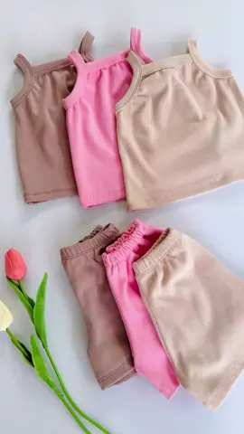 Macy Cami Top and Shorts! 🧸 Basics for your little girl, made with soft cotton ribbed fabric for all-day comfort 🦋 Material: Pure Cotton Rib Fabric  #fyp #foryoupage #kidsterno #girlsfashion #cotton #ternooutfit 