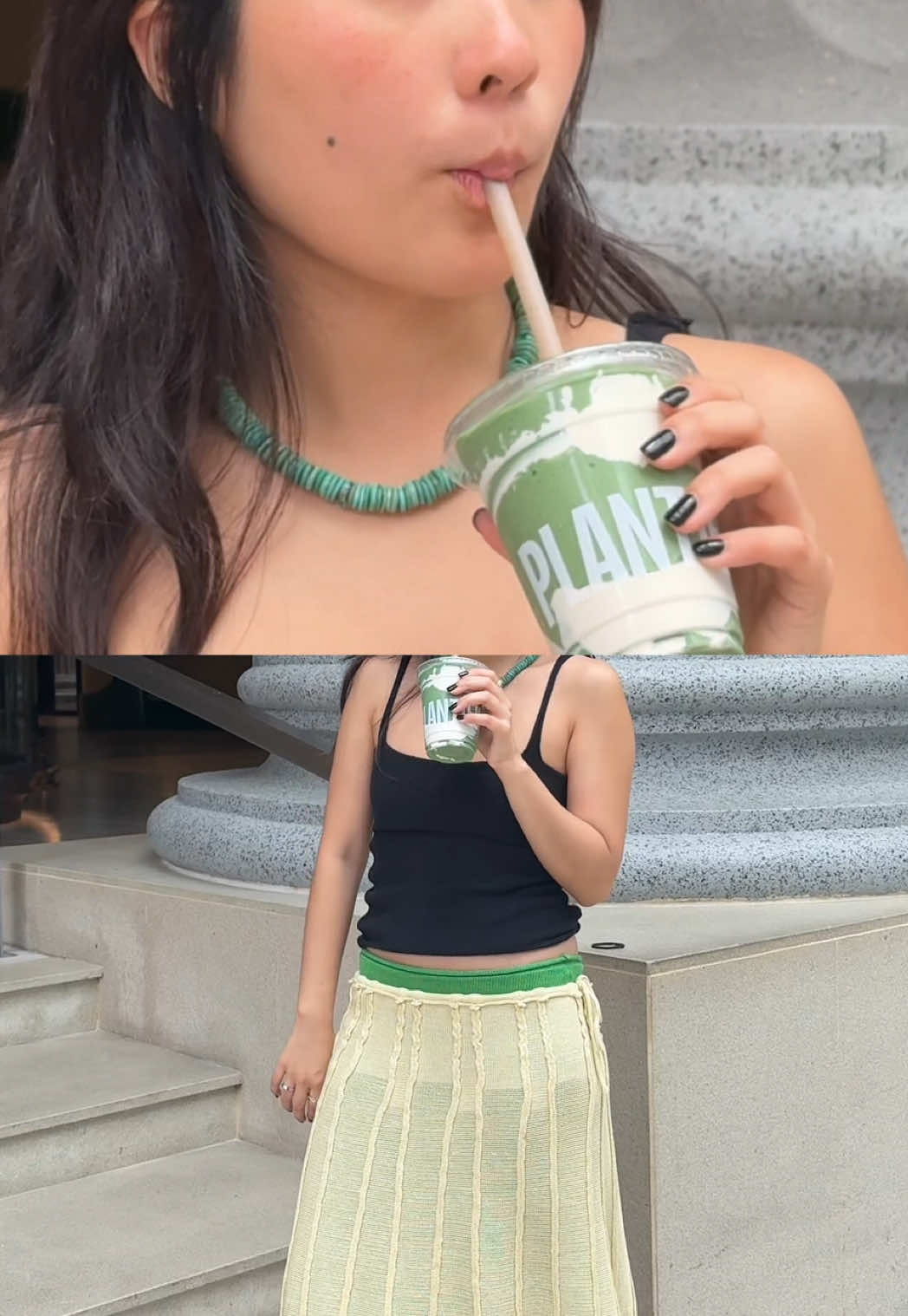 Plantiful boss babes sipping their smoothies 💚 #plantiful #OOTD #outfit #outfitideas 