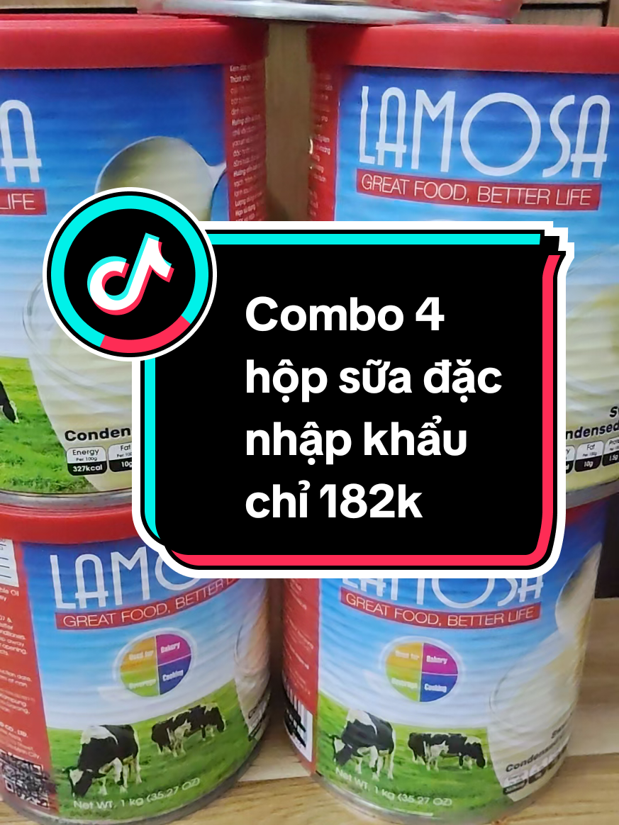 Combo 4 hộp sữa đặc nhập khẩu chỉ 182k. #beyeushop91 #xuhuong #giadungtienich #sualamosa #suadac 
