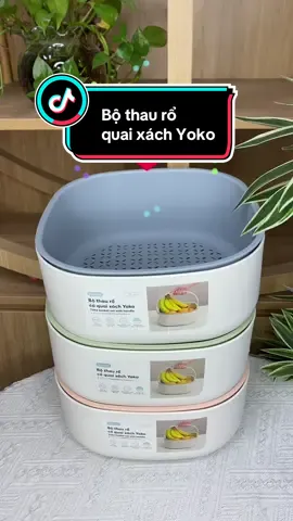 Bộ thau rổ nhựa quai xách Yoko từ nhựa nguyên sinh cao cấp, có rãnh thoát nước giúp thực phẩm và đồ dùng nhanh khô ráo, tiện lợi 🫐🥑🍇 #inochi #dogiadungcaocap #benbanmoingay #viral #trending 