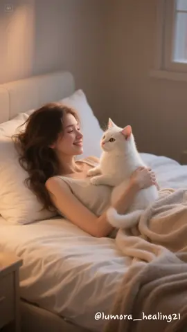 A peaceful time with my cat before bedtime🐱🌿 #cozy #healing #healingvibes #calm #relexing #ai #relex #nature #peaceful #quietnature #cat #serenity #lovely #aiart #癒し　 #힐링 