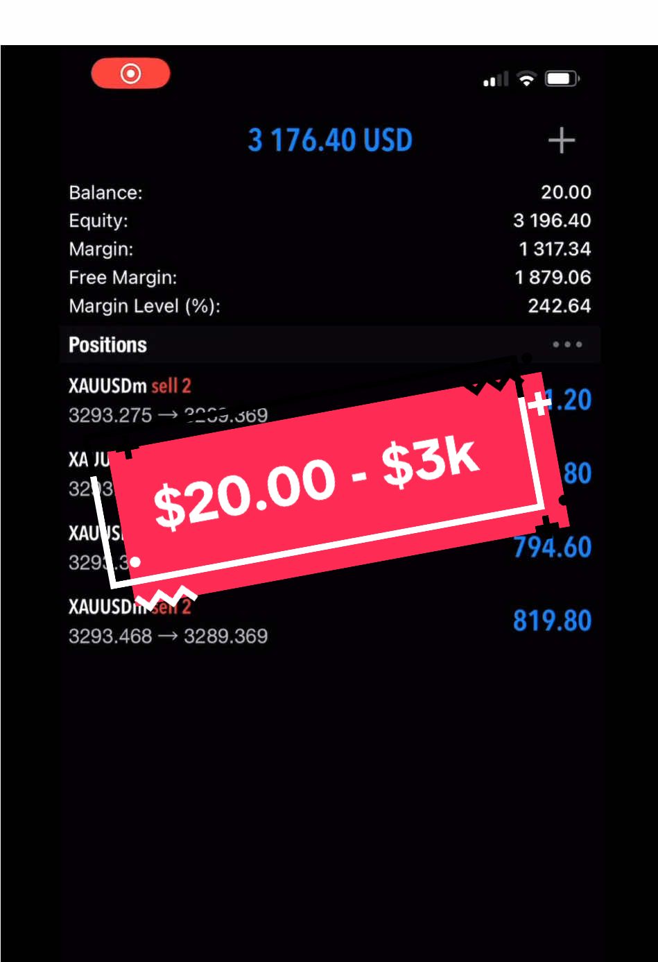 Daily flipping of $20.00 to $3k in just 20 minutes  #forextrading #forex #tradings  #tiktokviral #fyp 