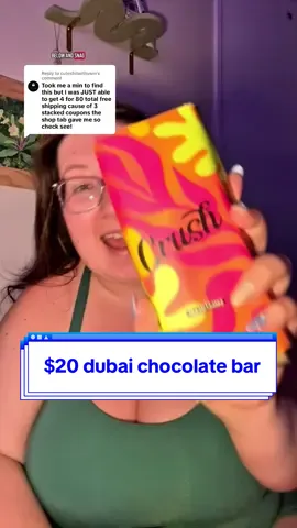 Replying to @cuteshitwithyarn the $20 dubai chocolate bars are back on flash sale! 😍 #dubaichocolatebar #dubaichocolate #cheapdubaichocolate #chocolatebar #pistachiocream #pistachiochocolate #tiktokshopmemorialday #tiktokshopsummerturnup #dealsforyoudays 