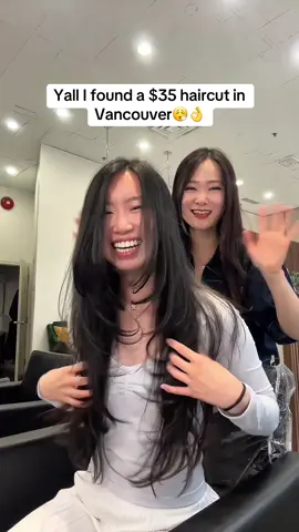 GUYS THIS IS NOT SPONSORED The place is called The Salon Beauty Bar!!  If you want to book her, her name is  SONG and tell her my name Hana She deserves for her DMS to be flooded with bookings!! #haircut #hairtransformation #vancouver #viral #fyp 