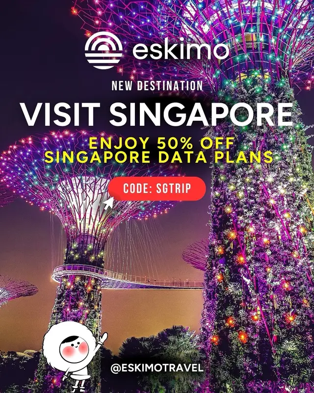 New country alert! 📍 Singapore 🇸🇬 Eskimo now has a data plan for Singapore! Stay connected instantly with Eskimo eSIM 🎉 Use code SGTRIP for 50% OFF 👉 Get it now at eskimo.travel #EskimoESIM #eSIM #SingaporeDataPlan #SingaporeSimCard #SingaporeESIM #NewESIM #InternetData 