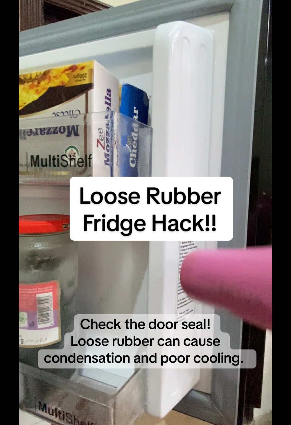 Loose Rubber Fridge Hack!! #hacks #tipsandtricks #fridge #refrigerator #loose #rubber #viralvideos 