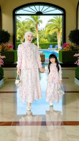 Lavesha Kids - RESTOCK!!! VASHA COUPLE MOM KIDS Oneset Atasan dan Rok Crinkle Elora Premium Motif Pita Cantik Muslim #onesetmurah #couple #bajucouple #setcouple 