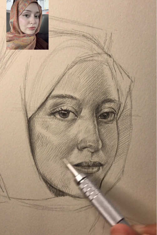 Quick sketch of a woman wearing a hijab  Join my Patreon link in bio!! #sketch #sketching #sketchbook #art #drawing #drawingtutorial #drawingsketch #pencilsketch #drawingface #howtodraw #artist #sketchtutorial #graphgear500 #quicksketch 