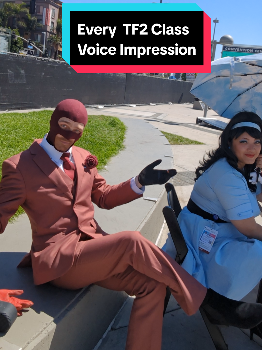 Spy @Logermeister #tf2 #teamfortress2 #tf2spy #animeexpo2025  this was the 1st and only take btw. guys this is canon levels of cosplay. He made the mask himself and added structure to the mask to give it a sharper nose and cheek bones. then proceeded to glue it onto his face so it wouldn't move. what an amazing spy. add it in the voice and I'm AMAZED