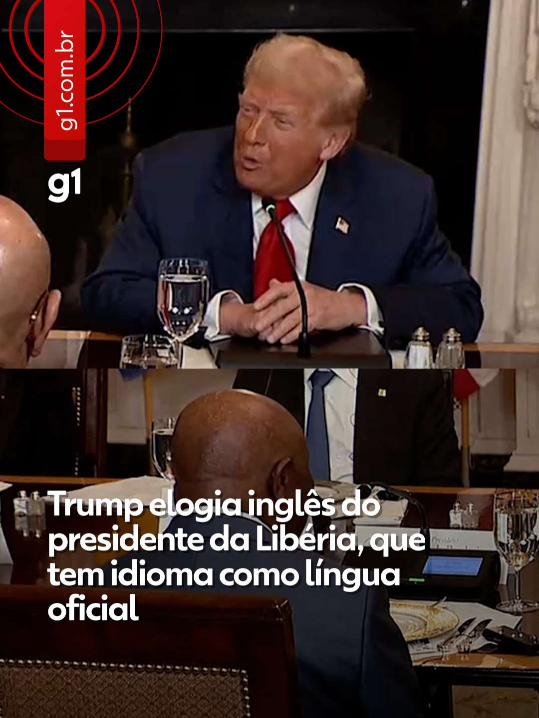 Gafe - O presidente dos Estados Unidos, Donald Trump, cometeu uma gafe ao elogiar o inglês do presidente da Libéria, Joseph Boakai, nesta quarta-feira (9). O episódio virou piada nas redes sociais, já que o inglês é a língua oficial do país africano. O episódio aconteceu durante um encontro de Trump com lideranças de cinco países africanos na Casa Branca. Durante o discurso, o líder da Libéria disse que estava preparado para trabalhar com os EUA pela paz na região e agradeceu ao americano pela reunião. Em seguida, Trump se mostrou surpreso com a qualidade do inglês de Boakai e o elogiou: “Que inglês bom. Isso é lindo. Onde você aprendeu a falar tão bem?”, afirmou. Trump ainda perguntou se Boakai havia estudado na Libéria, e o africano respondeu que sim. Na sequência, o presidente americano fez uma brincadeira: 