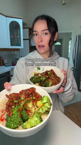 1 veg & 1 non-veg ‘beef’ and broccoli 🥦🍚 #mealideas #DinnerIdeas #easymeal #vegetarianrecipe #cookingformyhusband #vegetarian #kiwikira #FoodTok dinner ideas for two  vegetarian dinner ideas  easy vegetarian dinner vegan beef and broccoli recipe 