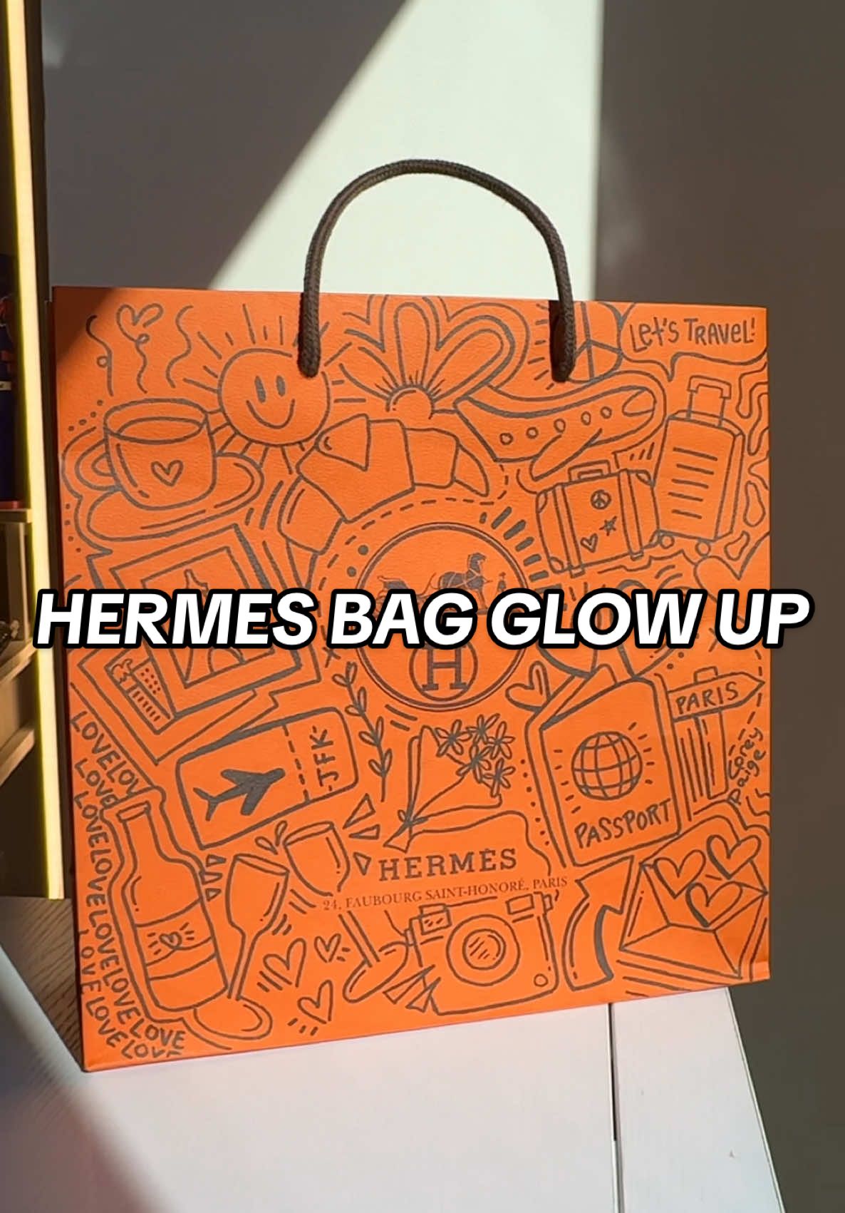 Part of my glow up series! Inspired by my recent trip to Paris, I doodled on an #Hermes shopping bag. What do you think! #coreypaigedesigns #hermes #doodle #sharpie 