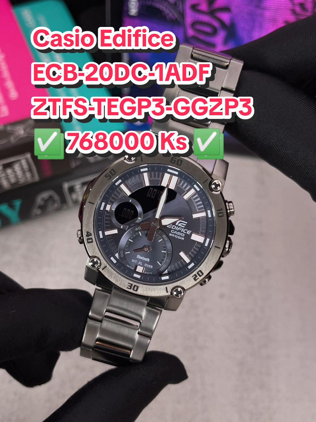 Casio Edifice ECB-20DC-1ADF ZTFS-TEGP3-GGZP3-IL:A1 ✅ 768000 Ks ✅ • Case Size : 46 mm • Water Resistance : 10 ATM • BLUETOOTH • Smart phone Link • Super Illuminator • Mobile link functions • 1/100-second stopwatch • 5 daily alarms • 100m water resistance • Stainless steel case #casio #edifice #နာရီ #ရောက်ချင်တဲ့နေရာရောက်👌 #နာရီချစ်သူများအတွက်တင်ပေးလိုက်ပြီနော် #fyp 