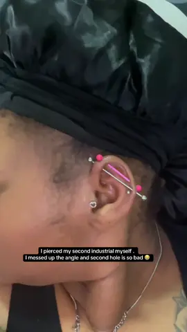 Thinking about taking it out ngl 💔😭😭 #industrialpiercings #piercing 