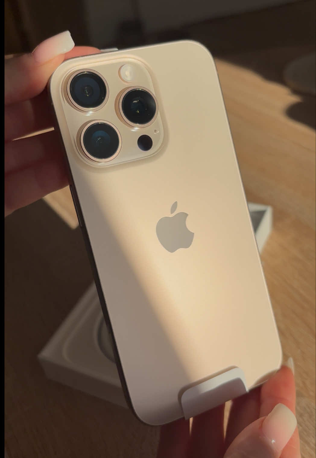 Unboxing my iPhone 16 Pro in Desert Titanium ✨.. Phone case is from @Skinnydip London🍯🍓🍑.. - #fyp #iphone16pro #iphone #deserttitanium #newphone 