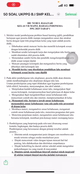 50 soal try out mapel bahasa indonesia tingkat SMP , ppg 2025