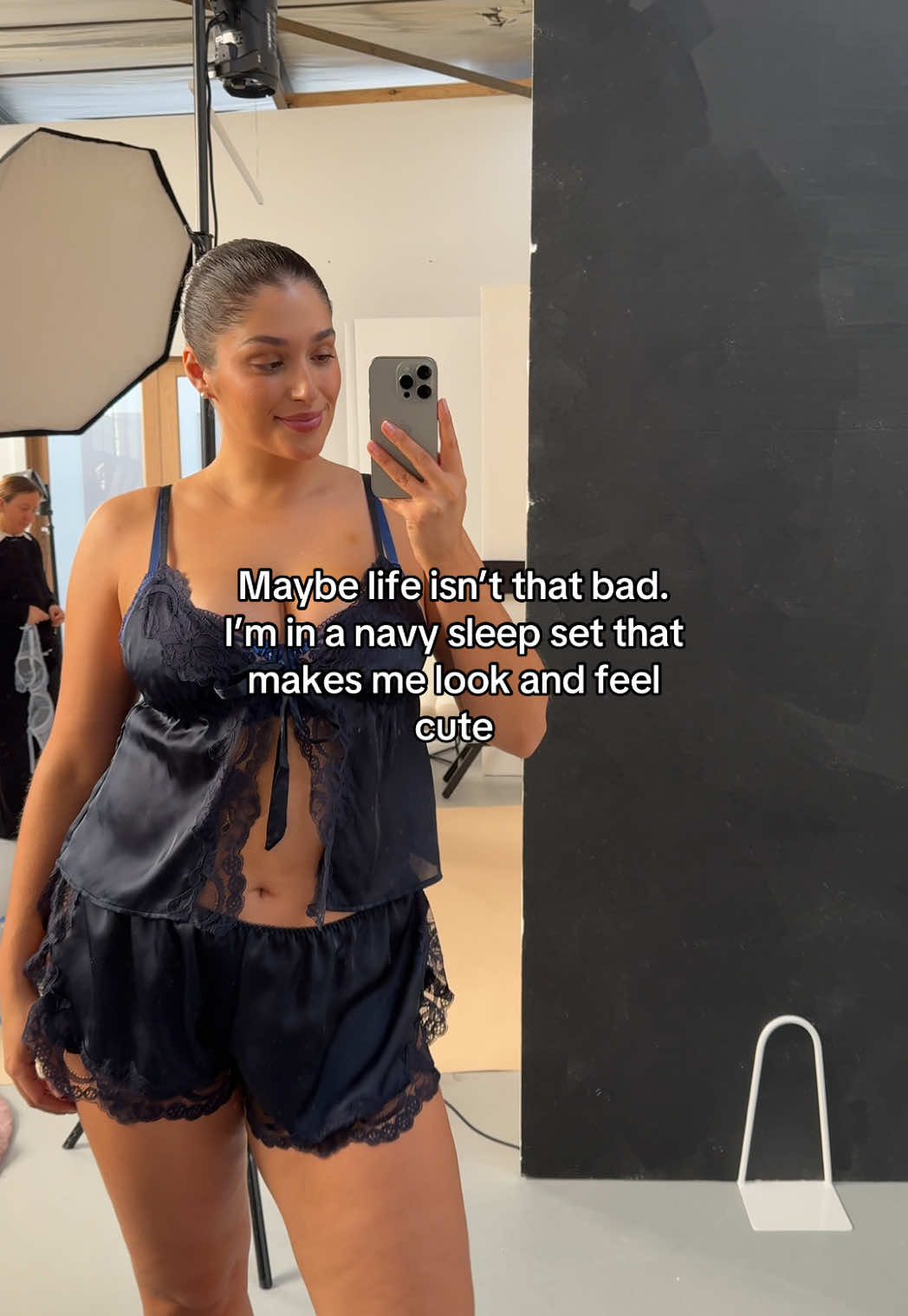 Madeline Ink saves the day 💙#katthelabel #sleepwear #luxurylingerie #OOTD #feelingcute #outfitinspo #fashiontiktok 