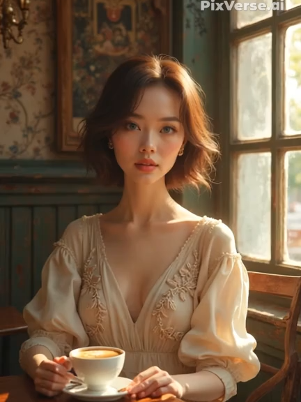 beautiful woman drinking coffee #ia #beautiful #asian #asiangirl #for #foryou #foryoupage❤️❤️ #forypupage