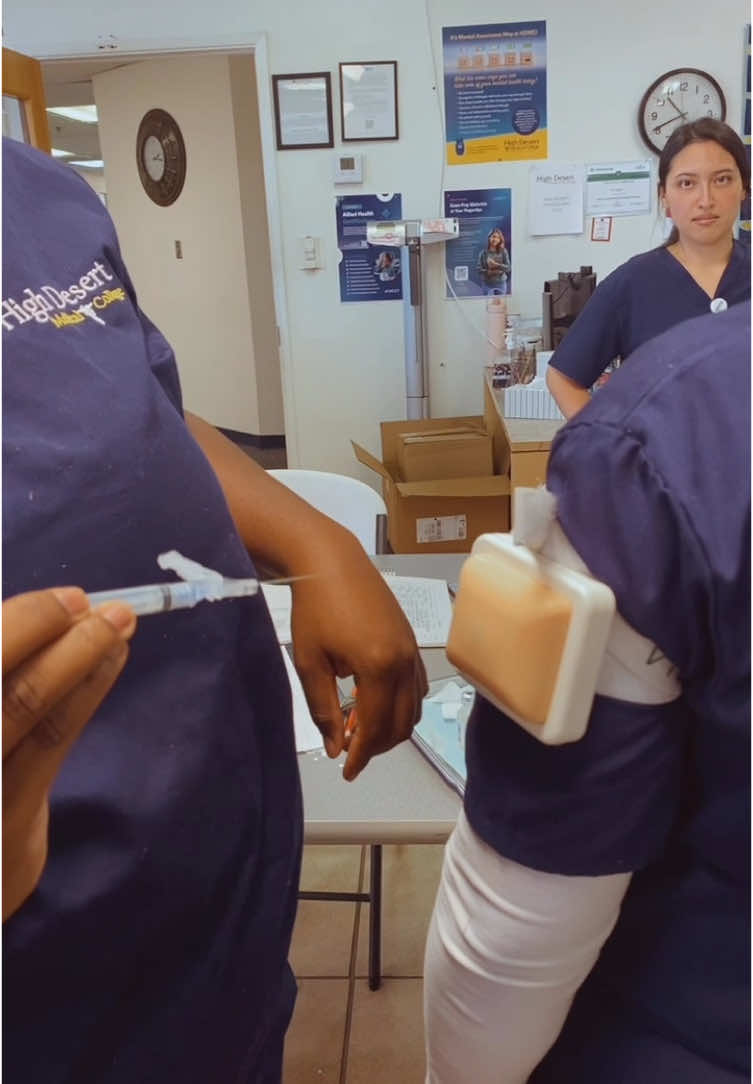 Practicing Injections on a fake arm. #nursingstudent #blacknurse #nursingschool 